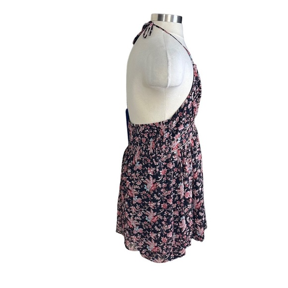 Express Black Floral Metallic Tiered Ruffled Spaghetti Straps Mini Dress Sz XL - Picture 7 of 15